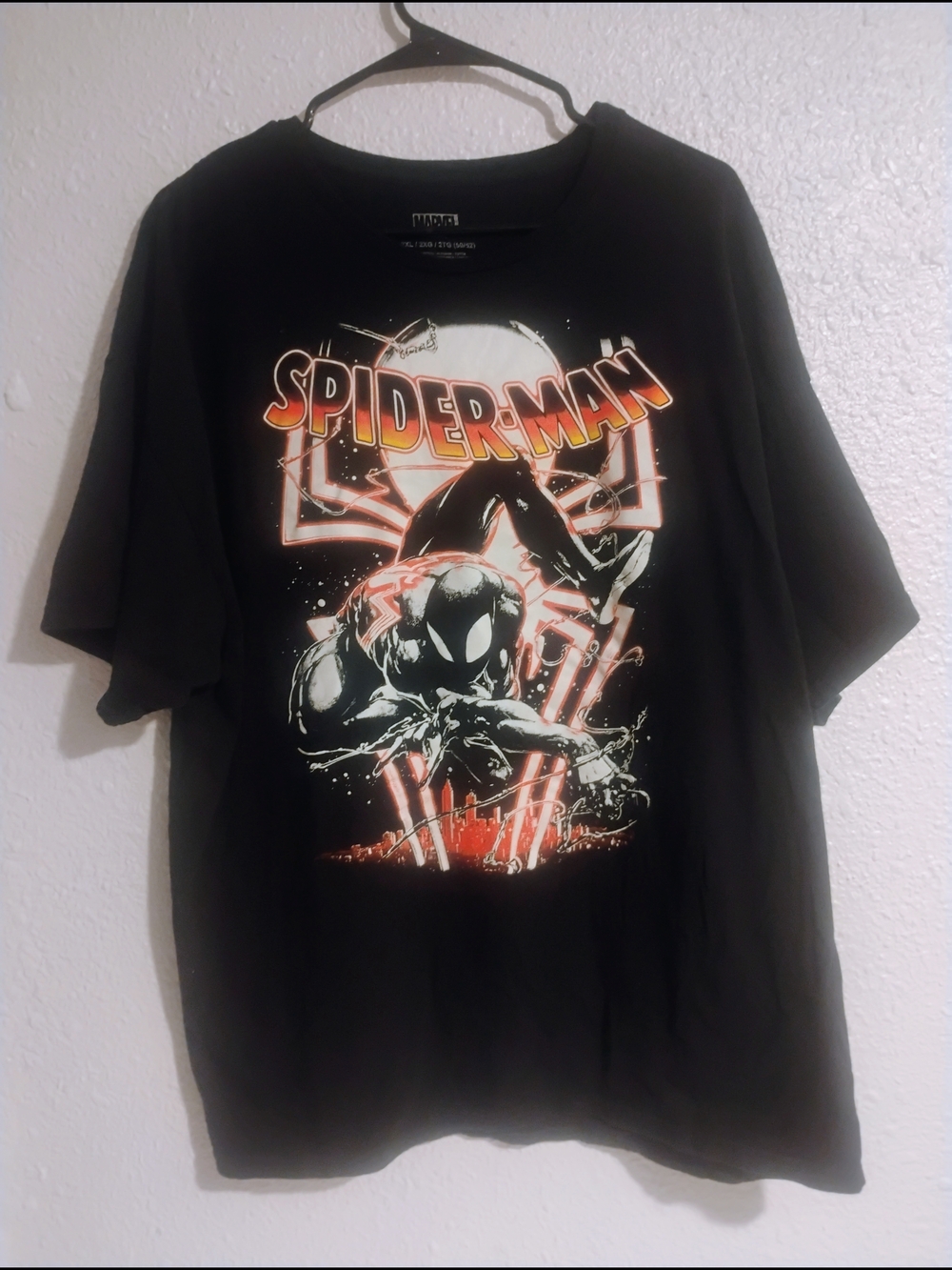 Marvel Black Spider-Man Neon Graphic Tee Rare 2XL Smoke Pet Free Comic Merch